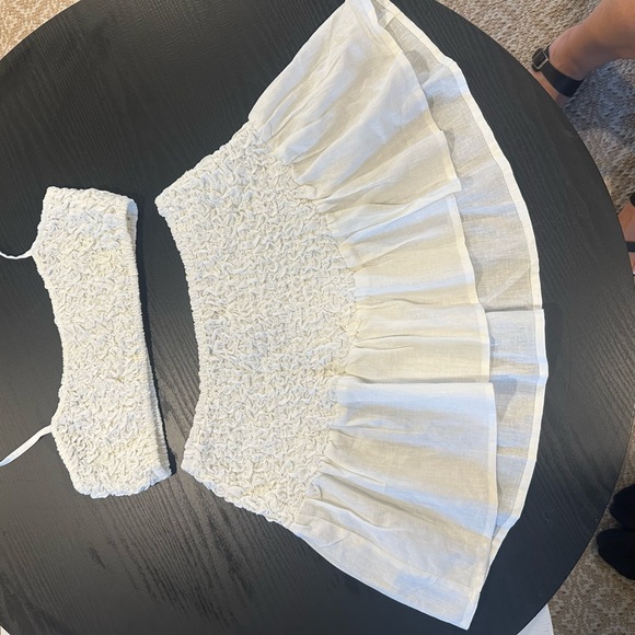 popcorn hanky hem mini skirt and top in white - a set brand new no tags - Picture 2 of 5